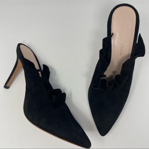 Loeffler Randall Langley Ruffle Mule Black Suede - Picture 2 of 9